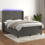 Cama box spring colchón y LED terciopelo gris oscuro 140x190 cm de , Camas y somieres - Ref: Foro24-3139680, Precio: 519,32 €...