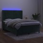 Cama box spring colchón y LED terciopelo verde oscuro 140x190cm de , Camas y somieres - Ref: Foro24-3139682, Precio: 544,61 €...