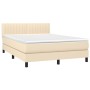 Cama box spring con colchón tela color crema 140x200 cm de , Camas y somieres - Ref: Foro24-3140222, Precio: 443,13 €, Descue...