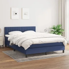 Cama box spring con colchón tela azul 140x190 cm de , Camas y somieres - Ref: Foro24-3140215, Precio: 443,62 €, Descuento: %
