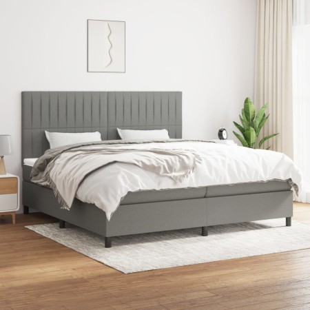 Cama box spring con colchón tela gris oscuro 200x200 cm de , Camas y somieres - Ref: Foro24-3141962, Precio: 624,37 €, Descue...