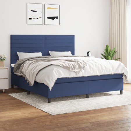 Cama box spring con colchón tela azul 160x200 cm de , Camas y somieres - Ref: Foro24-3141871, Precio: 533,99 €, Descuento: %