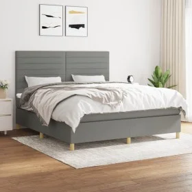 Cama box spring con colchón tela gris oscuro 160x200 cm de , Camas y somieres - Ref: Foro24-3142426, Precio: 541,86 €, Descue...