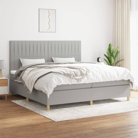 Cama box spring con colchón tela gris claro 200x200 cm de , Camas y somieres - Ref: Foro24-3142521, Precio: 619,57 €, Descuen...