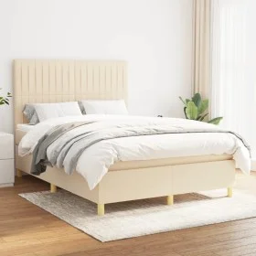Box spring bed with cream fabric mattress 140x200 cm by , Beds and slatted bases - Ref: Foro24-3142502, Price: 532,92 €, Disc...