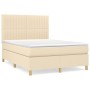 Cama box spring con colchón tela color crema 140x200 cm de , Camas y somieres - Ref: Foro24-3142502, Precio: 520,98 €, Descue...