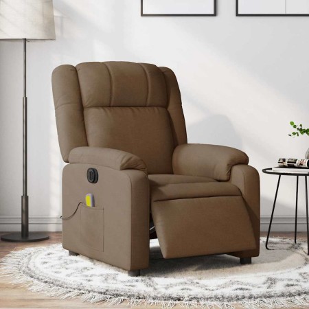 Sillón reclinable de masaje eléctrico tela marrón en Sillones | Comprar online en Foru.es
