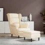 Sillón orejero y taburete de terciopelo crema de , Sillones - Ref: Foro24-3115940, Precio: 286,32 €, Descuento: %