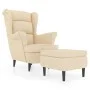 Sillón orejero y taburete de terciopelo crema de , Sillones - Ref: Foro24-3115940, Precio: 286,32 €, Descuento: %