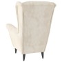 Sillón orejero y taburete de terciopelo crema de , Sillones - Ref: Foro24-3115940, Precio: 291,30 €, Descuento: %