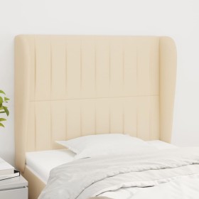 Cabecero con orejas de tela color crema 83x23x118/128 cm de , Cabeceros y pies de cama - Ref: Foro24-3118173, Precio: 78,13 €...