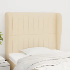 Cabecero con orejas de tela color crema 83x23x118/128 cm de , Cabeceros y pies de cama - Ref: Foro24-3118173, Precio: 75,72 €...