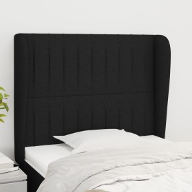Cabecero con orejas de tela negro 103x23x118/128 cm de , Cabeceros y pies de cama - Ref: Foro24-3118186, Precio: 73,28 €, Des...