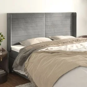Headboard with light gray velvet ears 163x16x118/128 cm by , Headboards and footboards - Ref: Foro24-3119774, Price: 111,14 €...