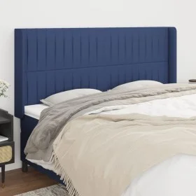 Cabecero con orejas de tela azul 163x16x118/128 cm de , Cabeceros y pies de cama - Ref: Foro24-3119830, Precio: 123,69 €, Des...