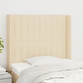 Cabecero con orejas de tela color crema 83x16x118/128 cm de , Cabeceros y pies de cama - Ref: Foro24-3119797, Precio: 72,08 €...