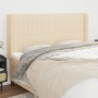 Cabecero con orejas de tela color crema 203x16x118/128 cm de , Cabeceros y pies de cama - Ref: Foro24-3119845, Precio: 148,41...