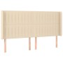 Cabecero con orejas de tela color crema 203x16x118/128 cm de , Cabeceros y pies de cama - Ref: Foro24-3119845, Precio: 148,41...
