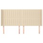 Cabecero con orejas de tela color crema 203x16x118/128 cm de , Cabeceros y pies de cama - Ref: Foro24-3119845, Precio: 148,41...