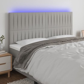 Cabecero con luces LED tela gris claro 160x5x118/128 cm de , Cabeceros y pies de cama - Ref: Foro24-3122668, Precio: 111,88 €...