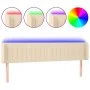Cream fabric headboard with LED 163x16x78/88 cm by , Headboards and footboards - Ref: Foro24-3123485, Price: 72,66 €, Discoun...
