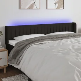 Cabecero con LED de tela negro 203x16x78/88 cm de , Cabeceros y pies de cama - Ref: Foro24-3123498, Precio: 68,43 €, Descuent...