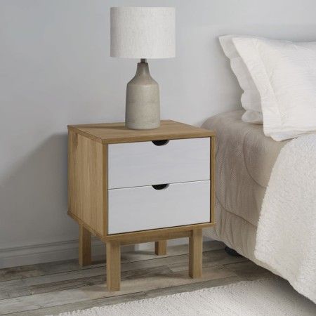 Mesita de noche OTTA madera de pino marrón y blanco 45x39x57 cm de vidaXL, Mesitas de noche - Ref: Foro24-348578, Precio: 64,...