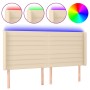 Cabecero con LED de tela color crema 163x16x118/128 cm de , Cabeceros y pies de cama - Ref: Foro24-3124199, Precio: 141,45 €,...