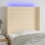Kopfteil aus cremefarbenem Stoff mit LED 83x16x118/128 cm von , Kopf- und Fußteile - Ref: Foro24-3124167, Preis: 84,02 €, Rab...