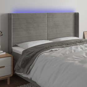 Cabecero con LED de terciopelo gris claro 163x16x118/128 cm de , Cabeceros y pies de cama - Ref: Foro24-3124242, Precio: 123,...