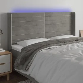 Cabecero con LED de terciopelo gris claro 163x16x118/128 cm de , Cabeceros y pies de cama - Ref: Foro24-3124242, Precio: 119,...
