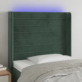 Dark green velvet headboard with LED 83x16x118/128 cm by , Headboards and footboards - Ref: Foro24-3124221, Price: 89,85 €, D...