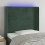 Dark green velvet headboard with LED 83x16x118/128 cm by , Headboards and footboards - Ref: Foro24-3124221, Price: 89,85 €, D...