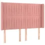 Pink velvet headboard with LED 147x16x118/128 cm by , Headboards and footboards - Ref: Foro24-3124339, Price: 137,96 €, Disco...