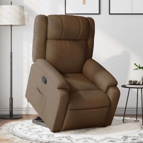 Sillón reclinable elevable de tela marrón en Sillones | Comprar online en Foru.es