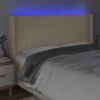 Kopfteil aus cremefarbenem Stoff mit LED 203x16x118/128 cm von , Kopf- und Fußteile - Ref: Foro24-3124313, Preis: 151,64 €, R...