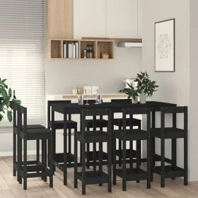 Set de bar 9 piezas madera maciza de pino negro de , muebles para cocinas y comedores - Ref: Foro24-3124726, Precio: 598,35 €...