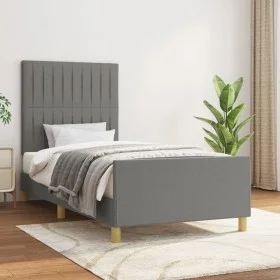 Estructura de cama con cabecero de tela gris oscuro 100x200 cm de , Camas y somieres - Ref: Foro24-3125196, Precio: 135,81 €,...