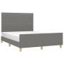 Estructura de cama con cabecero de tela gris oscuro 140x190 cm de , Camas y somieres - Ref: Foro24-3125212, Precio: 235,38 €,...