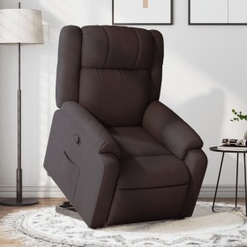 Sillón reclinable elevable tela marrón oscuro en Sillones | Comprar online en Foru.es
