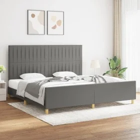 Estructura de cama con cabecero tela gris oscuro 200x200 cm de , Camas y somieres - Ref: Foro24-3125244, Precio: 227,41 €, De...
