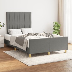 Estructura de cama con cabecero de tela gris oscuro 120x200 cm de , Camas y somieres - Ref: Foro24-3125204, Precio: 149,83 €,...