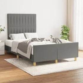 Estructura de cama con cabecero de tela gris oscuro 120x200 cm de , Camas y somieres - Ref: Foro24-3125204, Precio: 152,51 €,...