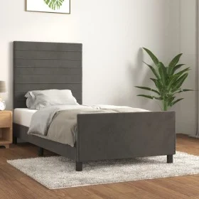 Estructura de cama con cabecero terciopelo gris oscuro 80x200cm de , Camas y somieres - Ref: Foro24-3125783, Precio: 139,66 €...
