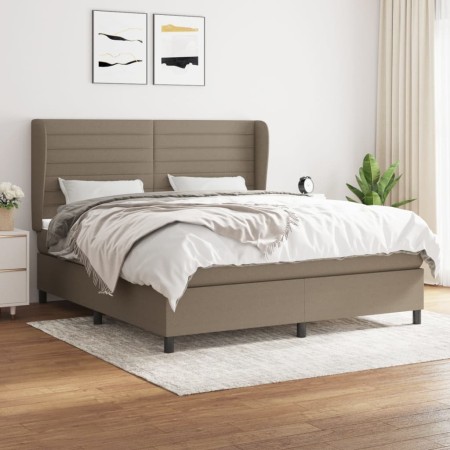 Cama box spring con colchón tela gris taupe 160x200 cm de , Camas y somieres - Ref: Foro24-3128057, Precio: 624,99 €, Descuen...