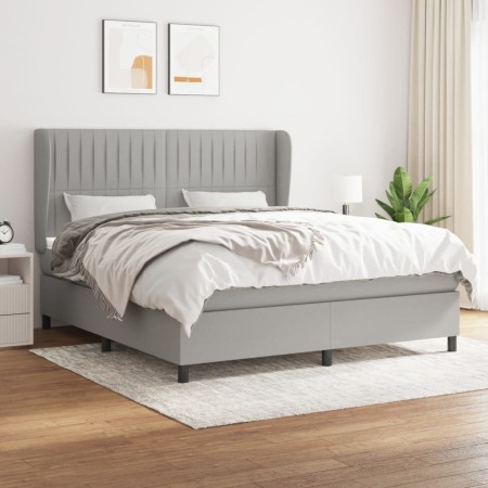 Cama box spring con colchón tela gris claro 160x200 cm de , Camas y somieres - Ref: Foro24-3128133, Precio: 578,23 €, Descuen...