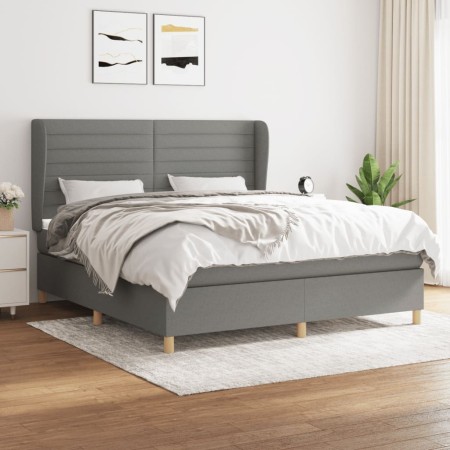 Cama box spring con colchón tela gris oscuro 160x200 cm de , Camas y somieres - Ref: Foro24-3128614, Precio: 579,13 €, Descue...