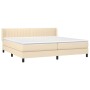 Cama box spring con colchón tela color crema 200x200 cm de , Camas y somieres - Ref: Foro24-3129902, Precio: 565,08 €, Descue...