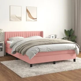 Cama box spring con colchón terciopelo rosa 140x190 cm de , Camas y somieres - Ref: Foro24-3131080, Precio: 441,25 €, Descuen...