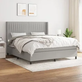Cama box spring con colchón tela gris claro 160x200 cm de , Camas y somieres - Ref: Foro24-3131601, Precio: 551,59 €, Descuen...